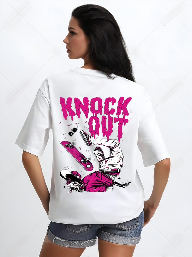 UNISEX KNOCK OUT! WHITE OVERSIZE T-SHIRT - Image 6