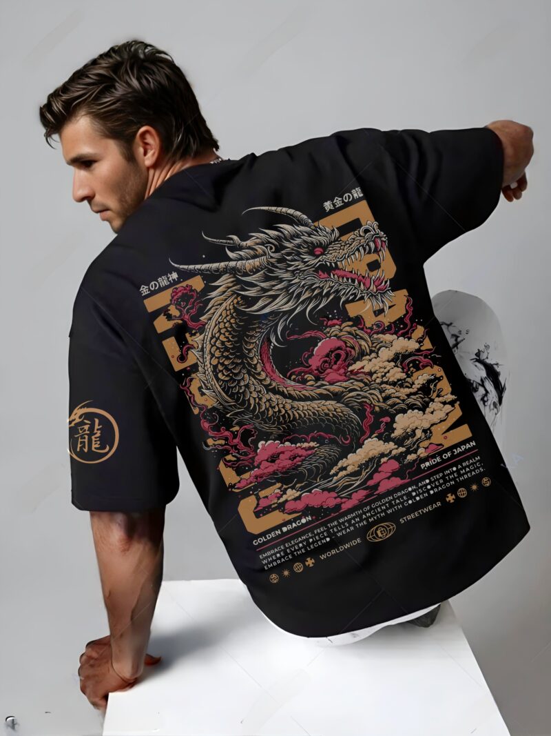 UNISEX DRAGON PRINTED OVERSIZED T SHIRT