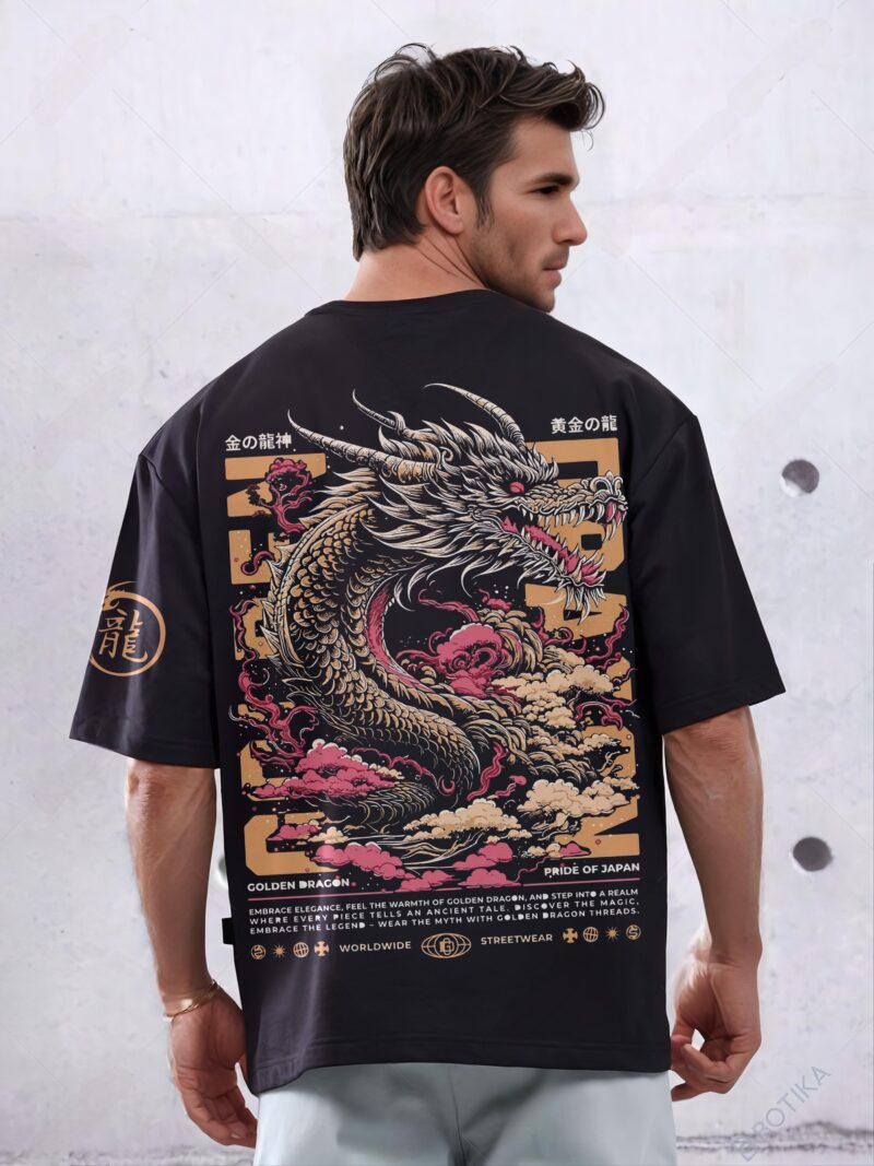 UNISEX DRAGON PRINTED OVERSIZED T SHIRT - Image 2