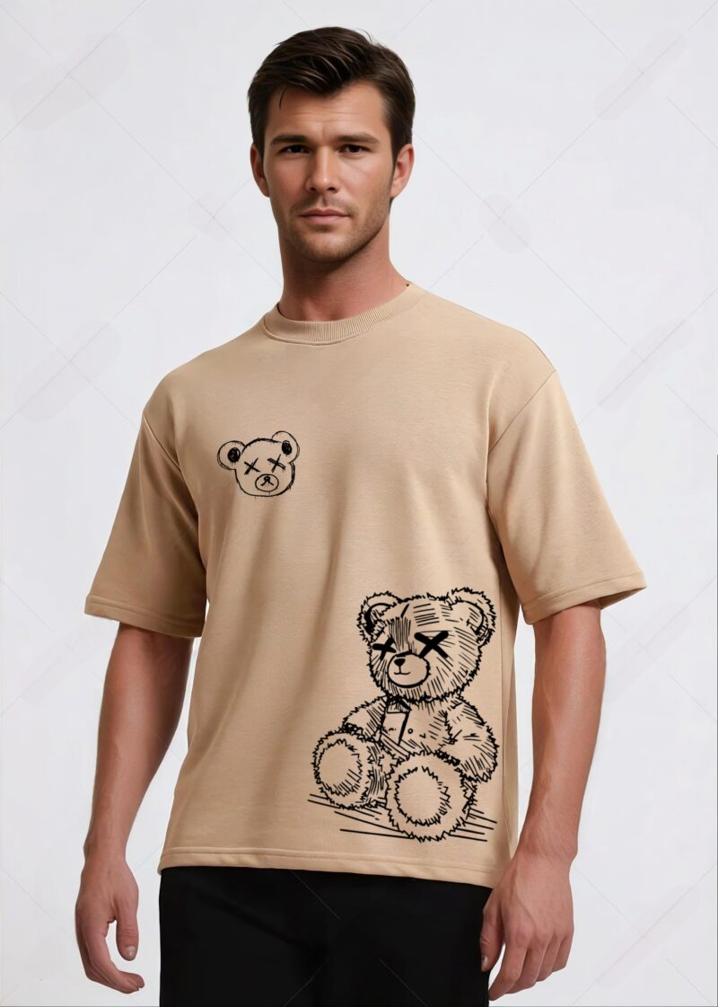 UNISEX SHADED BEAR PRINTED OVERSIZED T SHIRT - Image 3