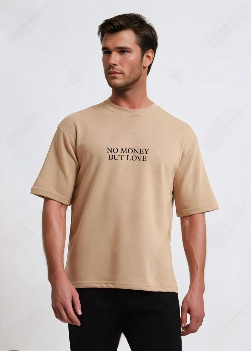 MEN NO MONEY BUT LOVE PRINTED OVERSIZED T SHIRT - Image 4